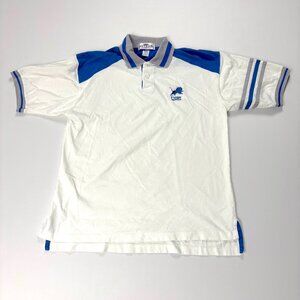 Vintage Detroit Lions Antigua Mens Polo Shirt White Sz M Striped Football NFL